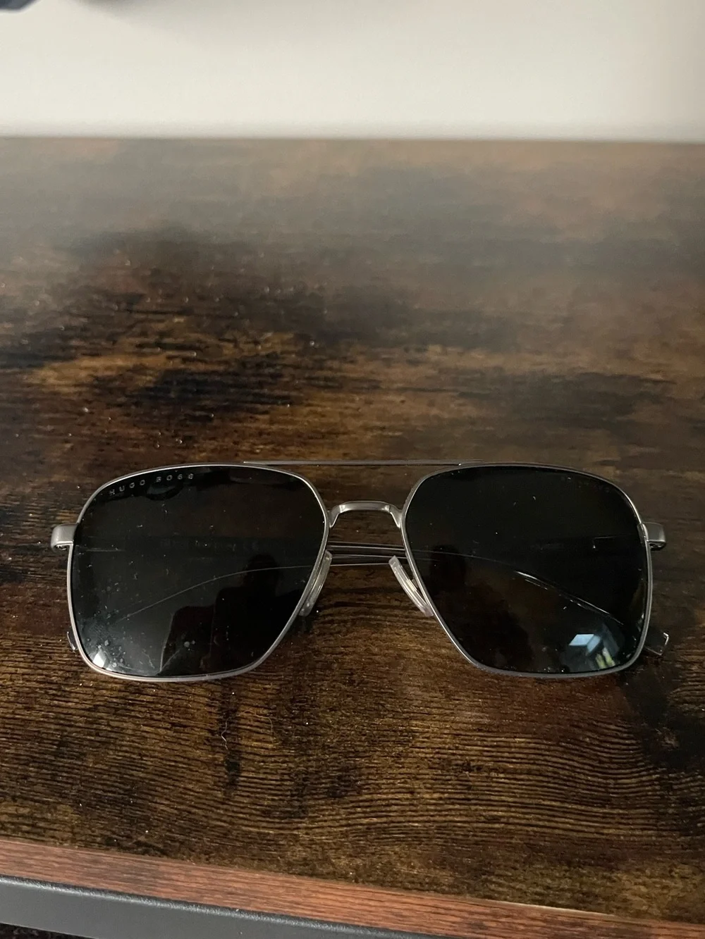 Hugo Boss Silver Frame Black Lens Sunglasses